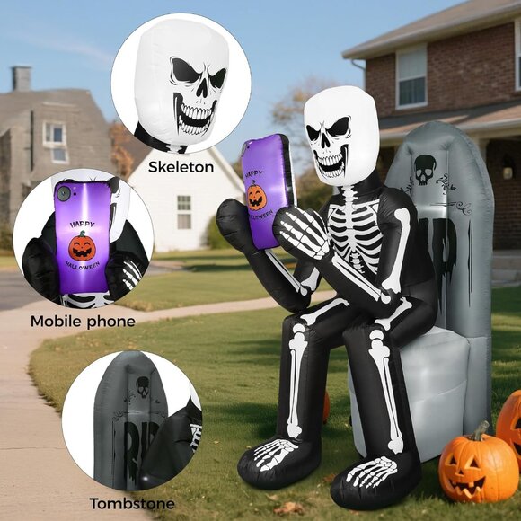 ⚡Halloween Inflatable Outdoor Decoration Skeleton & Tombstone Holiday Party - Picture 4 of 9